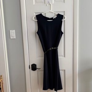 Calvin Klein m navy blue Midi Dress with Belt